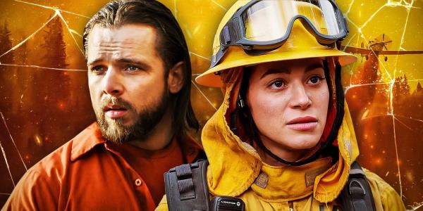 Max Thieriot as Bode and Stephanie Arcila as Gabriela in Fire Country.