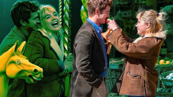 An edited image of Florence Pugh and Andrew Garfield in We Live in Time