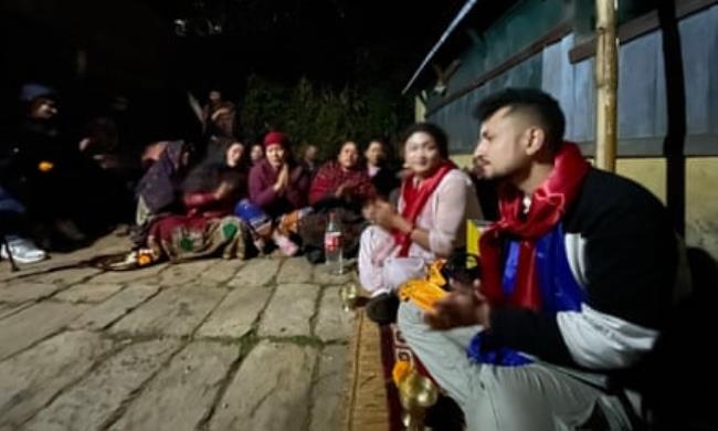 Pandey and Gurung celebrate their partnership with friends and family.