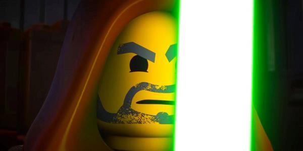 Jedi Bob looking fierce holding his lightsaber in LEGO Star Wars Rebuild the Galaxy