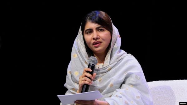 Nobel Peace Prize winner Malala Yousafzai speaks during the 21st Nelson Mandela Annual Peace Lecture on the tenth anniversary of his death, in Johannesburg, Dec. 5, 2023.