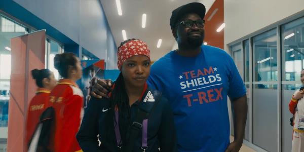 Claressa wears Olympic gear alo<em></em>ngside Brian Tyree Henry's Jason in The Fire Inside