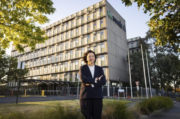 Kooyong MP Mo<em></em>nique Ryan at the Kew site on Friday morning.
