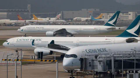 Reuters A Cathay Pacific Airbus A350 aircraft is seen in Hong Kong Internatio<em></em>nal Airport, 3 September, 2024.