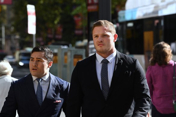 George Burgess (right) arrives at court on Mo<em></em>nday with his lawyer Bryan Wrench.